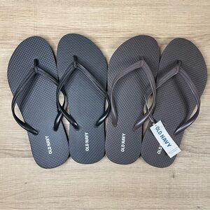 2 pair - Women’s Old Navy Flip Flops - Size 8 - Dark Brown (NWT) & Black (NWOT)